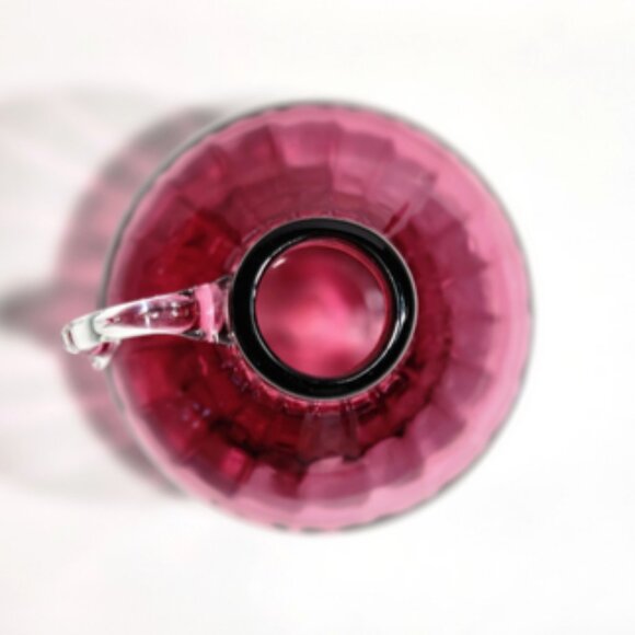 Vintage 6" Hand Blown Pilgrim Glass Cranberry Int Optic Rib Style Glass Pitcher - Picture 6 of 10